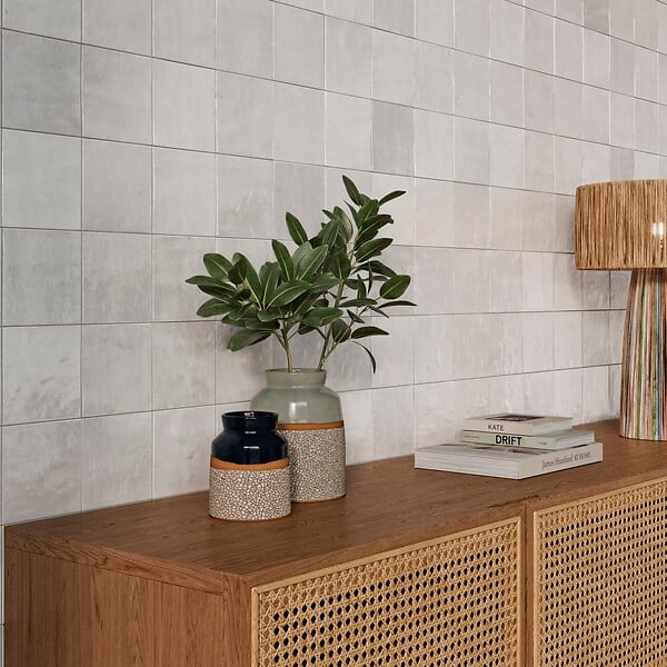 RO'MA NATURE - Carrelage effet Zellige Blanc 10,7x10,7x0,85 cm Samorel - Mur intérieur (vendu par carton de 0,5 m²) - large