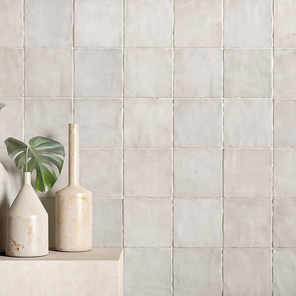 RO'MA NATURE - Carrelage effet Zellige Blanc 10x10x0,85 cm Mat Serinor - Mur intérieur (vendu par carton de 0,6 m²) - large