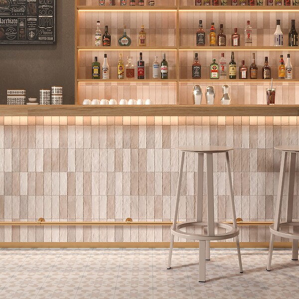 RO'MA NATURE - Carrelage effet Zellige Beige 20x6,5x0,85 cm Mat Serinor - Mur intérieur (vendu par carton de 0,5 m²) - large