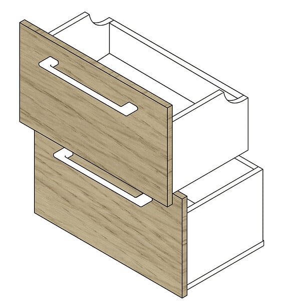VIF - Set de 2 tiroirs en PPSM - Bois clair - L.45xl.45xEp.1,8cm - large