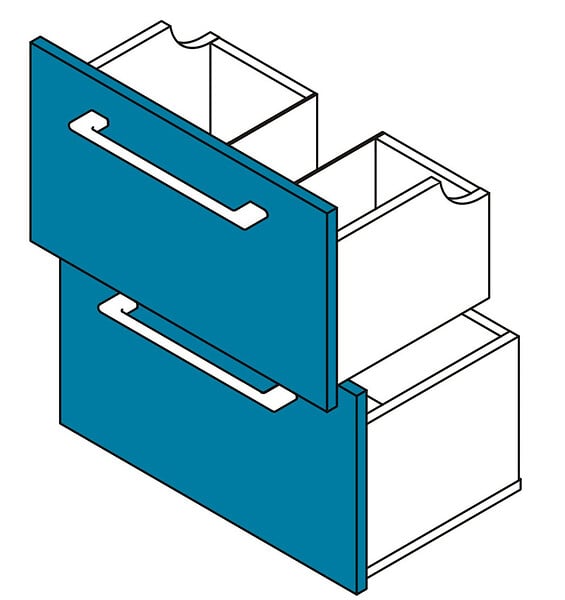VIF - Set 2 tiroirs de salle de bain MDF - Bleu - H.18xL.60xP.35cm - large