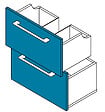 VIF - Set 2 tiroirs salle de bain MDF - Bleu - L.60xP.45xH.18cm - vignette