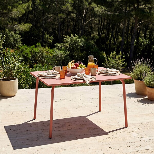 OVIALA - Table de jardin en acier 120 x 70 cm argile - Palavas - large