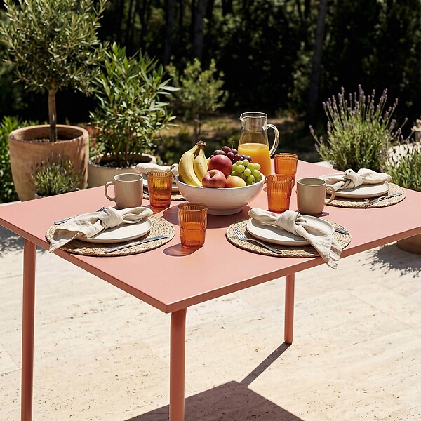 OVIALA - Table de jardin en acier 120 x 70 cm argile - Palavas - large