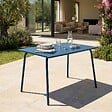 OVIALA - Table de jardin en acier 6 places 120 cm bleu pacific - Palavas - vignette