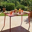 OVIALA - Table de jardin en acier 6 places 120 cm rouge  - Palavas - vignette
