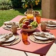OVIALA - Table de jardin en acier 6 places 120 cm rouge  - Palavas - vignette