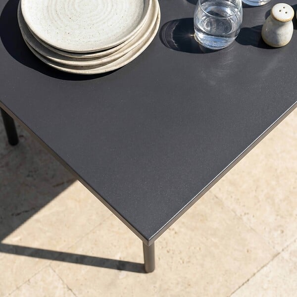 OVIALA - Table de jardin en acier 6 places 120 cm gris - Palavas - large
