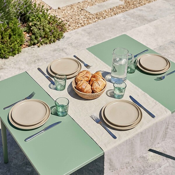 OVIALA - Table de jardin en acier 120 x 70 cm vert sauge - Palavas - large