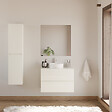 COSYNEO - Meuble de salle de bain 80cm avec plateau et vasque à poser ronde - 2 tiroirs - blanc brillant - IDA - vignette