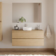 COSYNEO - Meuble de salle de bain 120cm avec plateau et vasque à poser ronde - 2 tiroirs - nebraska (chêne clair) - IDA - vignette