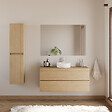 COSYNEO - Meuble de salle de bain 120cm avec plateau et vasque à poser ronde - 2 tiroirs - nebraska (chêne clair) - IDA - vignette