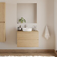 COSYNEO - Meuble de salle de bain 70cm avec plateau et vasque à poser ronde - 2 tiroirs - nebraska (chêne clair) - IDA - vignette