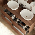 COSYNEO - Meuble de salle de bain 140cm avec plateau et 2 vasques à poser arrondies - 4 tiroirs - noyer (bois foncé) - IDA - vignette