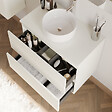 COSYNEO - Meuble de salle de bain 60cm avec plateau et vasque à poser ronde - 2 tiroirs - blanc brillant - IDA - vignette