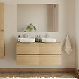 COSYNEO - Meuble de salle de bain 140cm avec plateau et 2 vasques à poser arrondies - 4 tiroirs - nebraska (chêne clair) - IDA - vignette