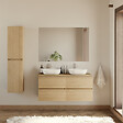 COSYNEO - Meuble de salle de bain 140cm avec plateau et 2 vasques à poser arrondies - 4 tiroirs - nebraska (chêne clair) - IDA - vignette
