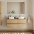 COSYNEO - Meuble de salle de bain 120cm avec plateau et 2 vasques à poser rondes - 4 tiroirs - nebraska (chêne clair) - IDA - vignette