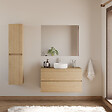 COSYNEO - Meuble de salle de bain 100cm avec plateau et vasque à poser ronde - 2 tiroirs - nebraska (chêne clair) - IDA - vignette