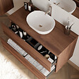COSYNEO - Meuble de salle de bain 100cm avec plateau et vasque à poser arrondie - 2 tiroirs - noyer (bois foncé) - IDA - vignette
