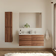 COSYNEO - Meuble de salle de bain 140cm double vasque - 4 tiroirs - sans miroir - noyer (bois foncé) - IDA - vignette