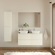 COSYNEO - Meuble de salle de bain 140cm avec plateau et 2 vasques à poser arrondies - 4 tiroirs - blanc brillant - IDA - vignette