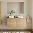 COSYNEO - Meuble de salle de bain 140cm avec plateau et 2 vasques à poser rondes - 4 tiroirs - nebraska (chêne clair) - IDA - vignette