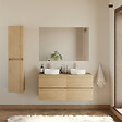 COSYNEO - Meuble de salle de bain 140cm avec plateau et 2 vasques à poser rondes - 4 tiroirs - nebraska (chêne clair) - IDA - vignette