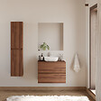 COSYNEO - Meuble de salle de bain 60cm avec plateau et vasque à poser arrondie - 2 tiroirs - noyer (bois foncé) - IDA - vignette