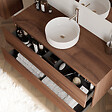 COSYNEO - Meuble de salle de bain 120cm avec plateau et vasque à poser ronde - 2 tiroirs - noyer (bois foncé) - IDA - vignette
