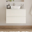 COSYNEO - Meuble de salle de bain 80cm avec plateau et vasque à poser arrondie - 2 tiroirs - blanc brillant - IDA - vignette