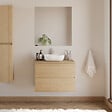 COSYNEO - Meuble de salle de bain 60cm avec plateau et vasque à poser arrondie - 2 tiroirs - nebraska (chêne clair) - IDA - vignette