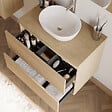 COSYNEO - Meuble de salle de bain 60cm avec plateau et vasque à poser arrondie - 2 tiroirs - nebraska (chêne clair) - IDA - vignette
