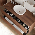 COSYNEO - Meuble de salle de bain 120cm avec plateau et vasque à poser arrondie - 2 tiroirs - noyer (bois foncé) - IDA - vignette