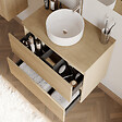 COSYNEO - Meuble de salle de bain 60cm avec plateau et vasque à poser ronde - 2 tiroirs - nebraska (chêne clair) - IDA - vignette