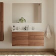 COSYNEO - Meuble de salle de bain 140cm double vasque - 4 tiroirs - noyer (bois foncé) - IDA - vignette