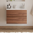 COSYNEO - Meuble de salle de bain 70cm simple vasque - 2 tiroirs - sans miroir - noyer (bois foncé) - IDA - vignette
