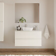 COSYNEO - Meuble de salle de bain 100cm avec plateau et vasque à poser arrondie - 2 tiroirs - blanc brillant - IDA - vignette
