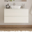 COSYNEO - Meuble de salle de bain 100cm avec plateau et vasque à poser arrondie - 2 tiroirs - blanc brillant - IDA - vignette