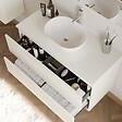 COSYNEO - Meuble de salle de bain 100cm avec plateau et vasque à poser arrondie - 2 tiroirs - blanc brillant - IDA - vignette