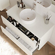 COSYNEO - Meuble de salle de bain 100cm avec plateau et vasque à poser ronde - 2 tiroirs - blanc brillant - IDA - vignette