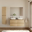 COSYNEO - Meuble de salle de bain 120cm avec plateau et 2 vasques à poser arrondies - 4 tiroirs - nebraska (chêne clair) - IDA - vignette