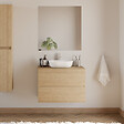 COSYNEO - Meuble de salle de bain 80cm avec plateau et vasque à poser arrondie - 2 tiroirs - nebraska (chêne clair) - IDA - vignette