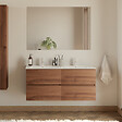 COSYNEO - Meuble de salle de bain 120cm double vasque - 4 tiroirs - noyer (bois foncé) - IDA - vignette