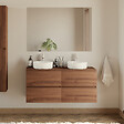 COSYNEO - Meuble de salle de bain 140cm avec plateau et 2 vasques à poser rondes - 4 tiroirs - noyer (bois foncé) - IDA - vignette
