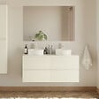 COSYNEO - Meuble de salle de bain 140cm avec plateau et 2 vasques à poser rondes - 4 tiroirs - blanc brillant - IDA - vignette