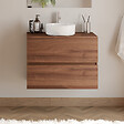COSYNEO - Meuble de salle de bain 60cm avec plateau et vasque à poser ronde - 2 tiroirs - noyer (bois foncé) - IDA - vignette