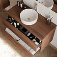 COSYNEO - Meuble de salle de bain 100cm avec plateau et vasque à poser ronde - 2 tiroirs - noyer (bois foncé) - IDA - vignette