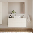 COSYNEO - Meuble de salle de bain 120cm avec plateau et vasque à poser arrondie - 2 tiroirs - blanc brillant - IDA - vignette