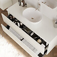 COSYNEO - Meuble de salle de bain 120cm avec plateau et vasque à poser arrondie - 2 tiroirs - blanc brillant - IDA - vignette